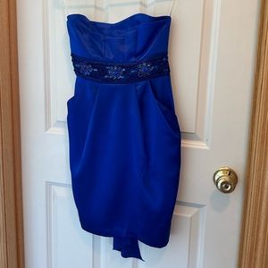Blue Teezeme strapless dress with pockets